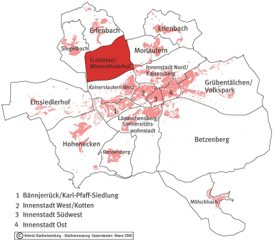 Der Ortsbezirk Erzhütten auf der Stadtkarte