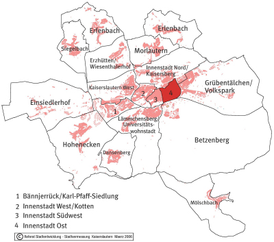 Der Ortsbezirk Innenstadt Ost auf der Stadtkarte