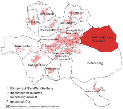 Der Ortsbezirk Volkspark auf der Stadtkarte