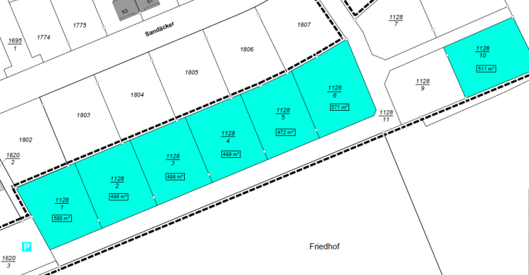 Lageplan Grundstücke 4. BA Zwerchäcker 