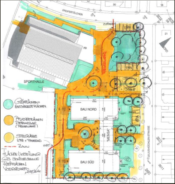 Vorentwurf Außenanlage an der Schule Schillerschule